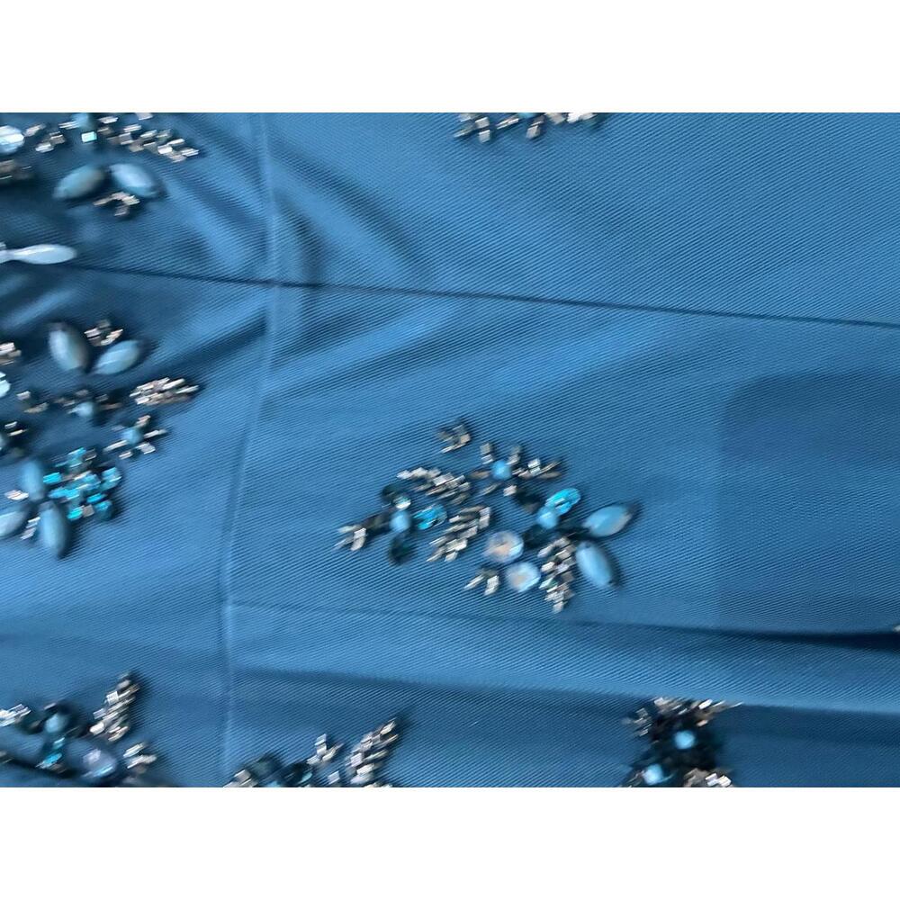 Adrianna Papell Teal Beaded V-Neck Midi Dress - Picture 4 of 5
